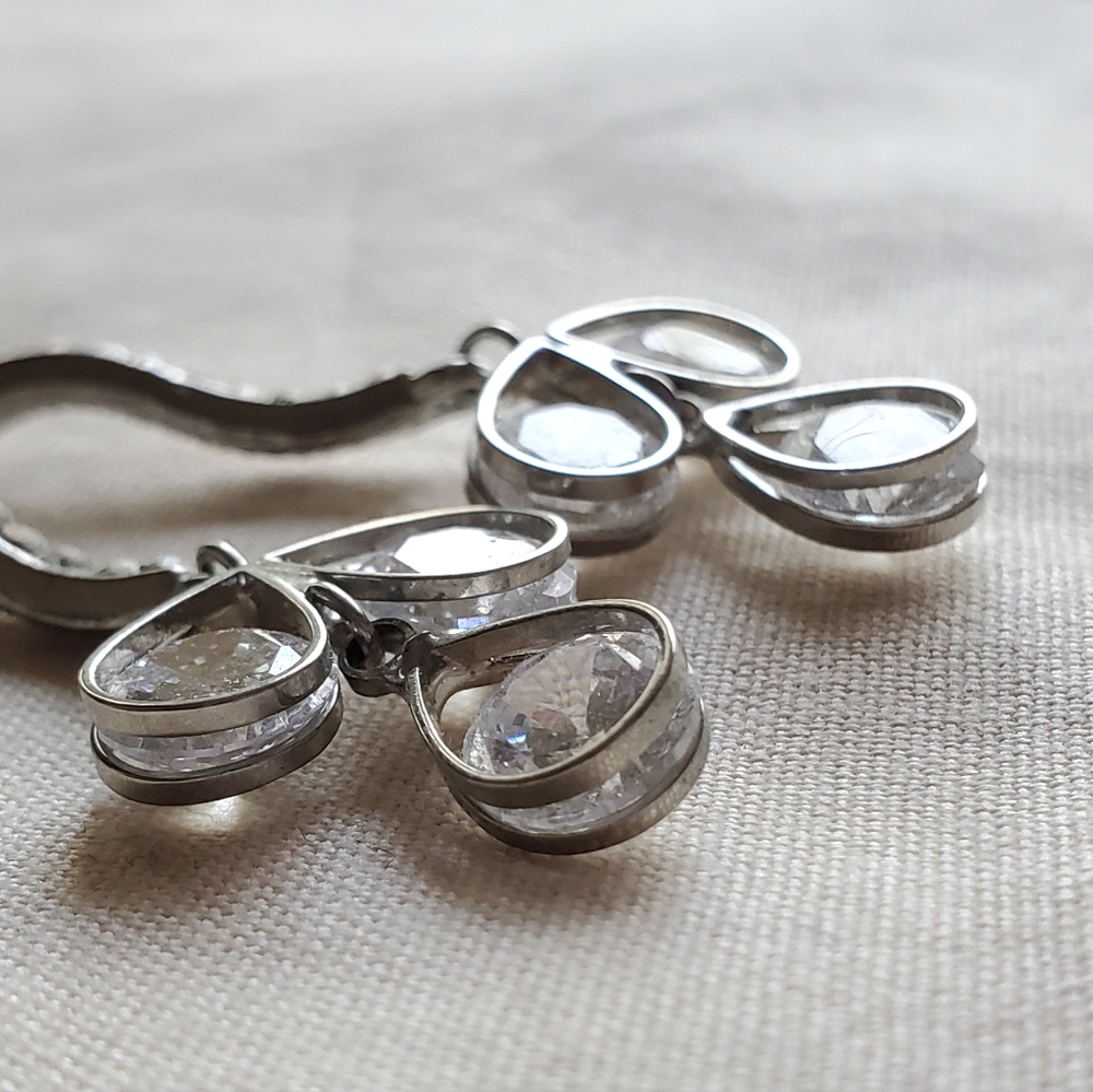 Dangling Rhinestone Earrings - Picture 3 of 7